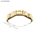 Modern Led Crystal Flush Mount Spotlight In Black/White - Round/Square Corridor Lighting