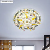 Modern Led Crystal Flushmount Ceiling Lamp - Fish And Flower Design Perfect For Porch Lighting