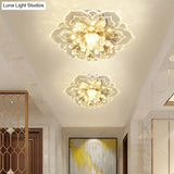 Modern Led Crystal Flushmount Light For Corridor - Blossom Mini Ceiling Lamp