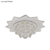 Modern Led Crystal Glass Lotus Ceiling Pendant Light - Flush - Mount Fixture