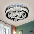 Modern Led Crystal Shade Ceiling Lamp With Stainless Steel Finish Clear