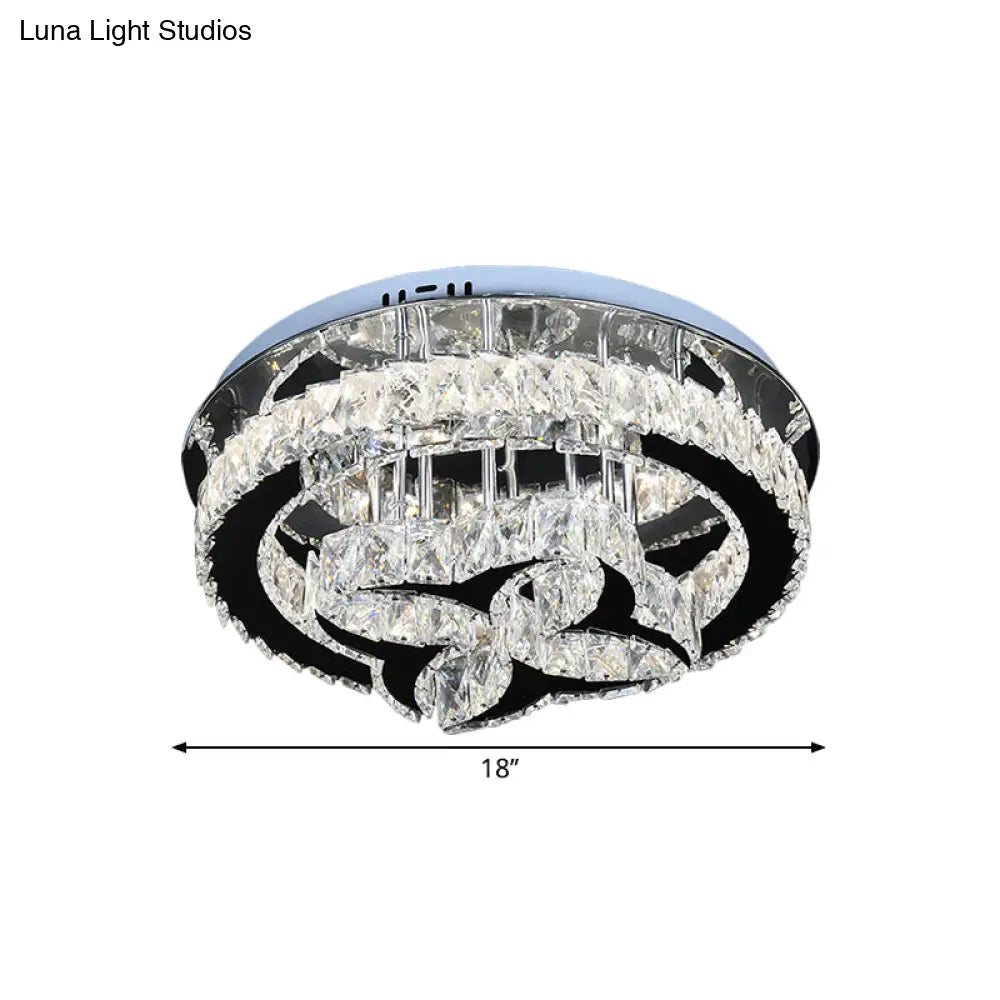 Modern Led Crystal Shade Ceiling Lamp With Stainless Steel Finish
