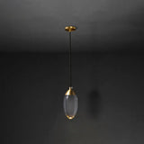 Modern Led Crystal Teardrop Pendant Light Fixture In Gold / White