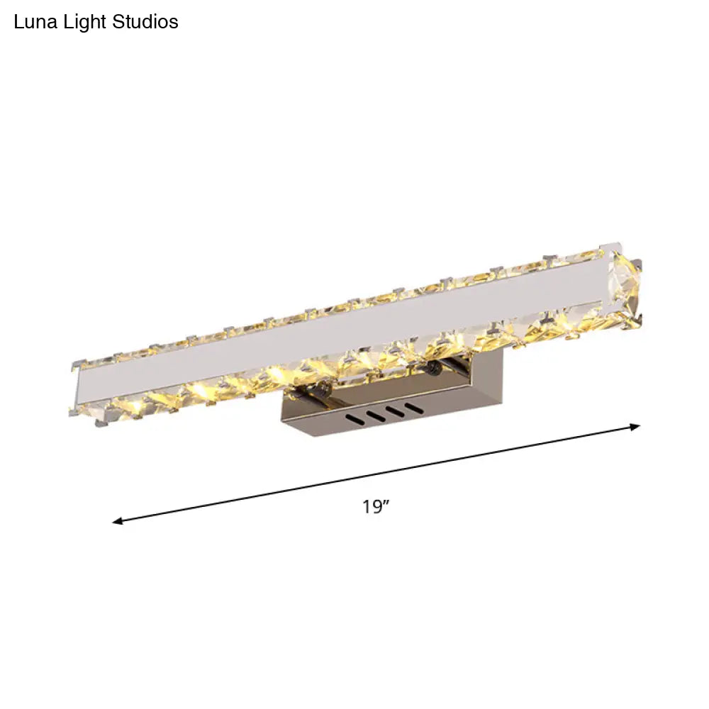 Modern Led Crystal Vanity Mirror Light Sconce - 11.5/16.5 Wide Rectangle White Wall Lighting For