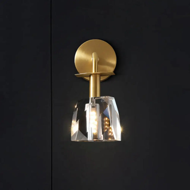 Modern Led Crystal Wall Sconce - Clear Half Ball Bedchamber Lamp