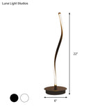 Modern Led Curved Task Light Acrylic Table Lamp In White/Black For Living Room