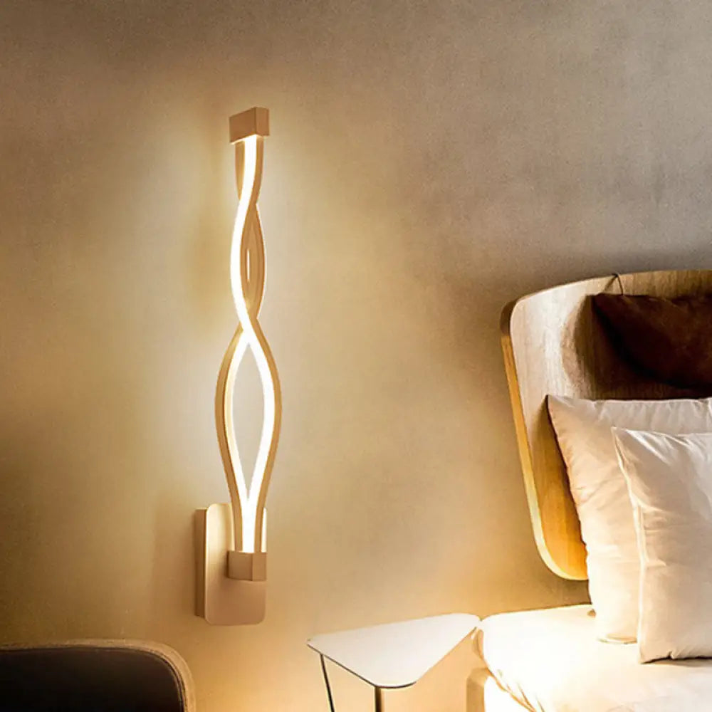 Modern Led Curvy Wall Sconce Light Black/White Acrylic Shade Warm/White White /