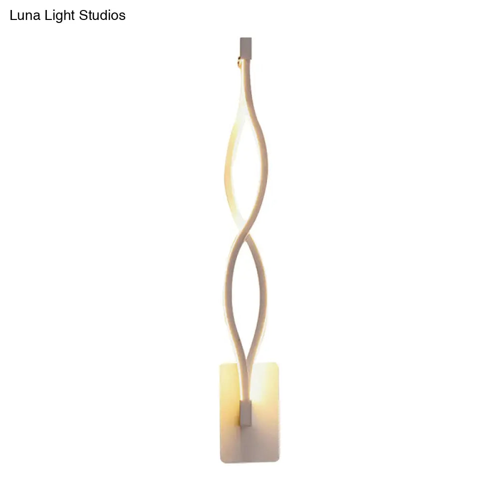 Modern Led Curvy Wall Sconce Light Black/White Acrylic Shade Warm/White