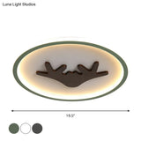 Modern Led Deer Flush Mount Acrylic Ceiling Light For Bedroom - Grey/White/Green