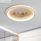 Modern Led Deer Flush Mount Acrylic Ceiling Light For Bedroom - Grey/White/Green