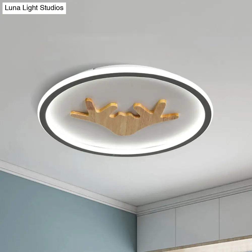 Modern Led Deer Flush Mount Acrylic Ceiling Light For Bedroom - Grey/White/Green