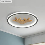 Modern Led Deer Flush Mount Acrylic Ceiling Light For Bedroom - Grey/White/Green