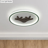 Modern Led Deer Flush Mount Acrylic Ceiling Light For Bedroom - Grey/White/Green
