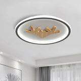 Modern Led Deer Flush Mount Acrylic Ceiling Light For Bedroom - Grey/White/Green Grey / A