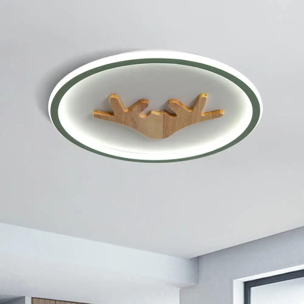 Modern Led Deer Flush Mount Acrylic Ceiling Light For Bedroom - Grey/White/Green Green / A