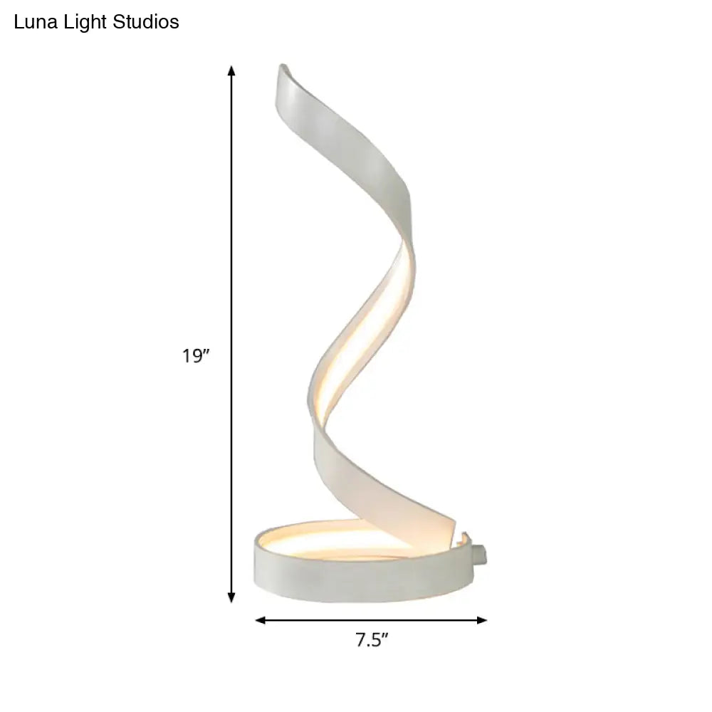 Modern Led Desk Lamp In White With Twisted Acrylic Shade