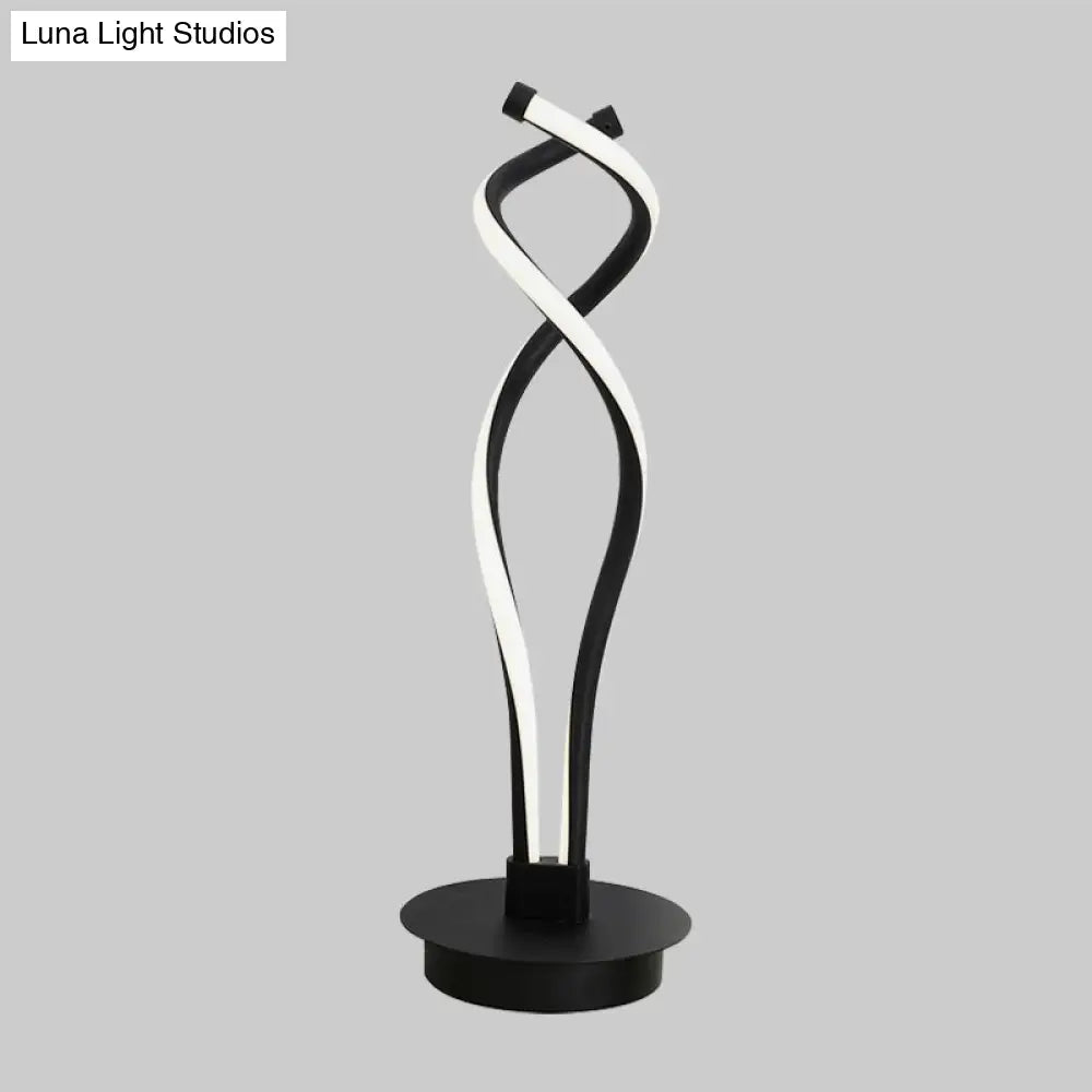 Modern Led Desk Lamp - Twist Design Minimalist Black/White Acrylic Shade Ideal For Bedroom Task