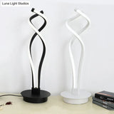 Modern Led Desk Lamp - Twist Design Minimalist Black/White Acrylic Shade Ideal For Bedroom Task