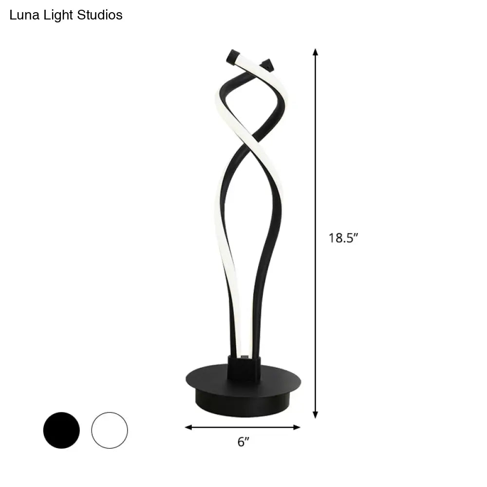 Modern Led Desk Lamp - Twist Design Minimalist Black/White Acrylic Shade Ideal For Bedroom Task