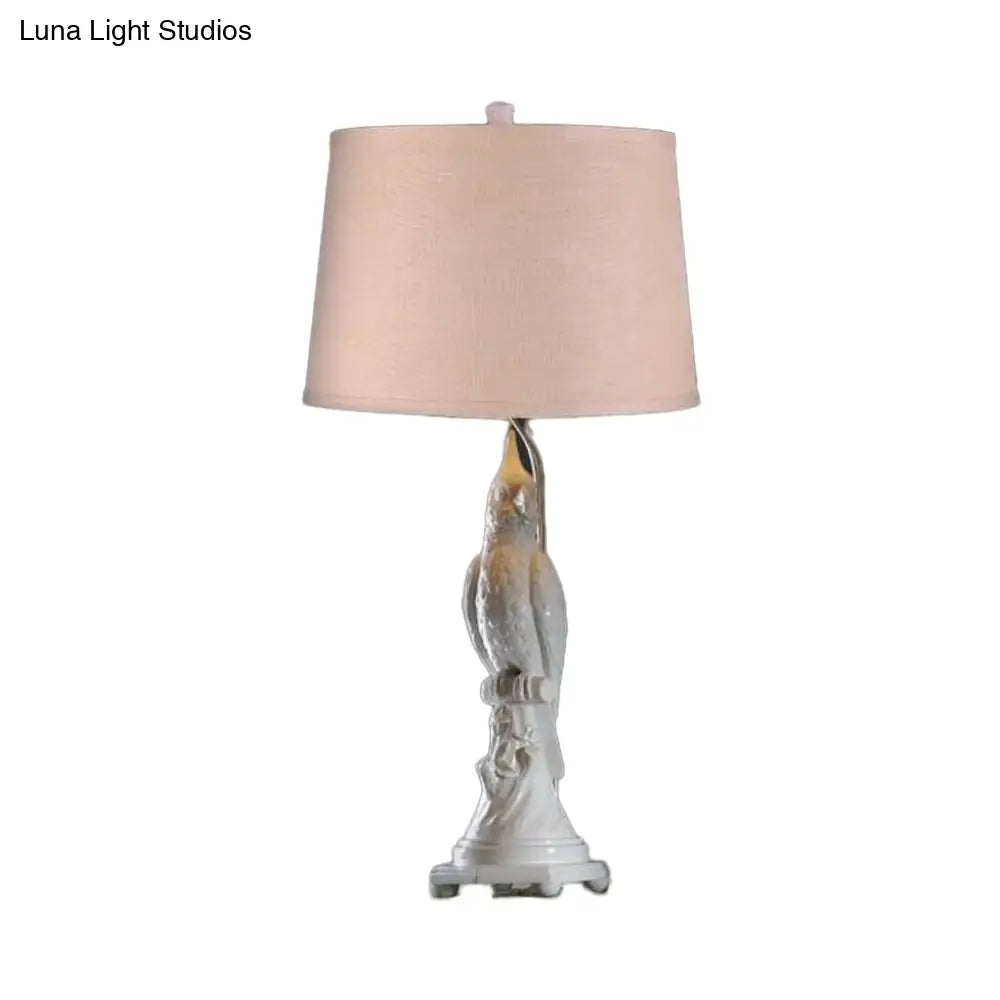 Modern Led Desk Lamp With Green/White Cone Shade - Small Bird Base