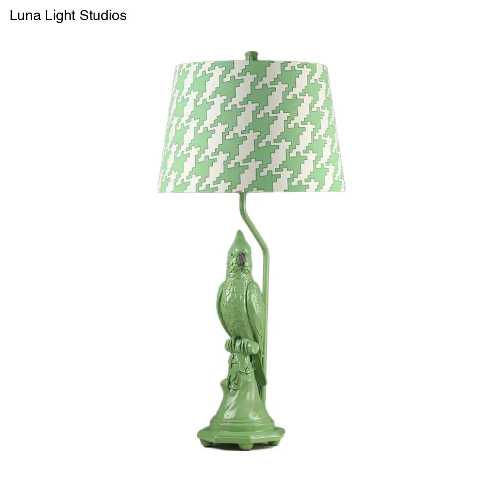 Modern Led Desk Lamp With Green/White Cone Shade - Small Bird Base