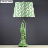 Modern Led Desk Lamp With Green/White Cone Shade - Small Bird Base