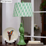 Modern Led Desk Lamp With Green/White Cone Shade - Small Bird Base