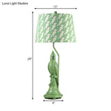 Modern Led Desk Lamp With Green/White Cone Shade - Small Bird Base