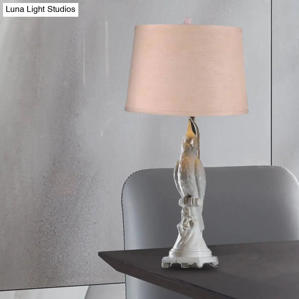 Modern Led Desk Lamp With Green/White Cone Shade - Small Bird Base