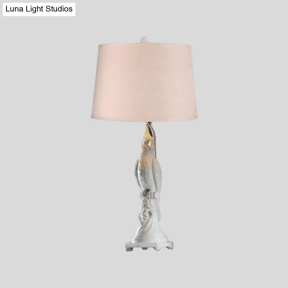 Modern Led Desk Lamp With Green/White Cone Shade - Small Bird Base