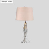 Modern Led Desk Lamp With Green/White Cone Shade - Small Bird Base
