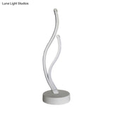 Modern Led Desk Light: Curved Acrylic Shade Black/White For Living Room