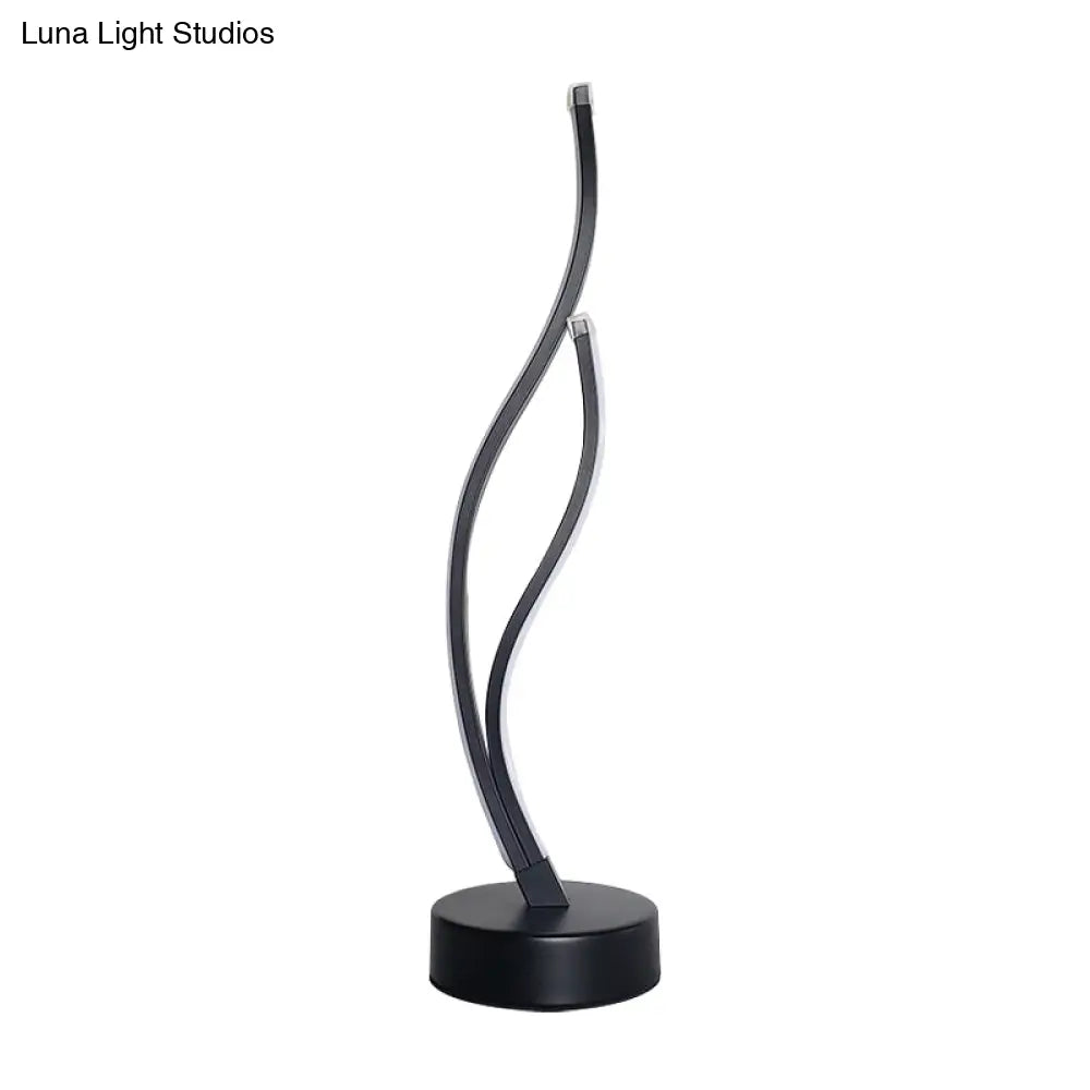 Modern Led Desk Light: Curved Acrylic Shade Black/White For Living Room