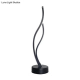 Modern Led Desk Light: Curved Acrylic Shade Black/White For Living Room