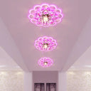 Modern Led Floral Crystal Flush Mount Ceiling Light - Red For Porch Pink/White/Warm Lighting / Pink
