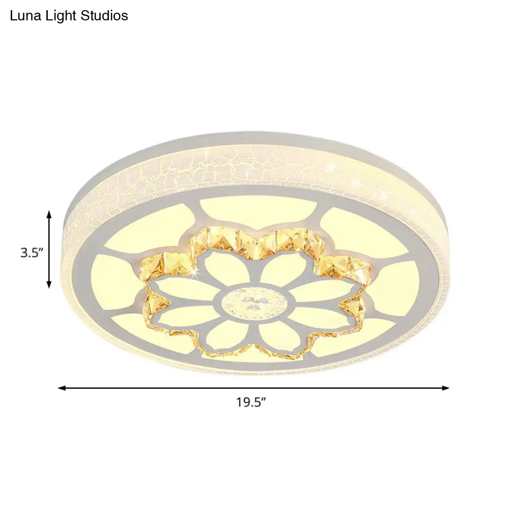 Modern Led Flower Ceiling Light With Color Options And Crystal Accents - Brown/White
