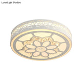 Modern Led Flower Ceiling Light With Color Options And Crystal Accents - Brown/White