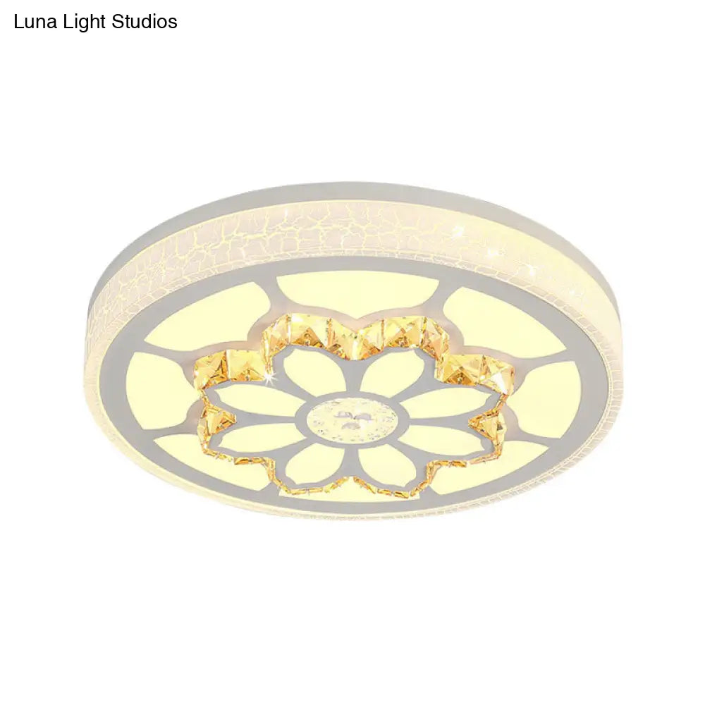 Modern Led Flower Ceiling Light With Color Options And Crystal Accents - Brown/White