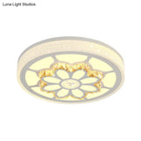 Modern Led Flower Ceiling Light With Color Options And Crystal Accents - Brown/White