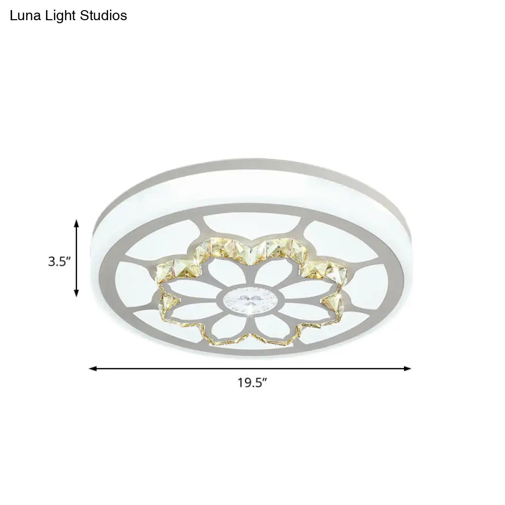 Modern Led Flower Ceiling Light With Color Options And Crystal Accents - Brown/White