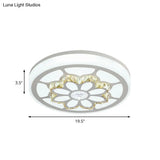 Modern Led Flower Ceiling Light With Color Options And Crystal Accents - Brown/White