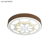 Modern Led Flower Ceiling Light With Color Options And Crystal Accents - Brown/White