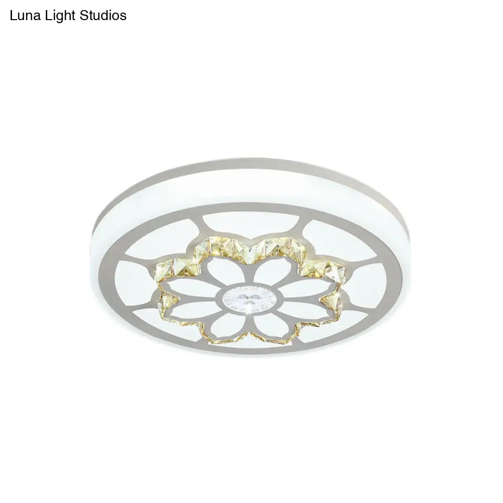Modern Led Flower Ceiling Light With Color Options And Crystal Accents - Brown/White