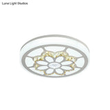 Modern Led Flower Ceiling Light With Color Options And Crystal Accents - Brown/White