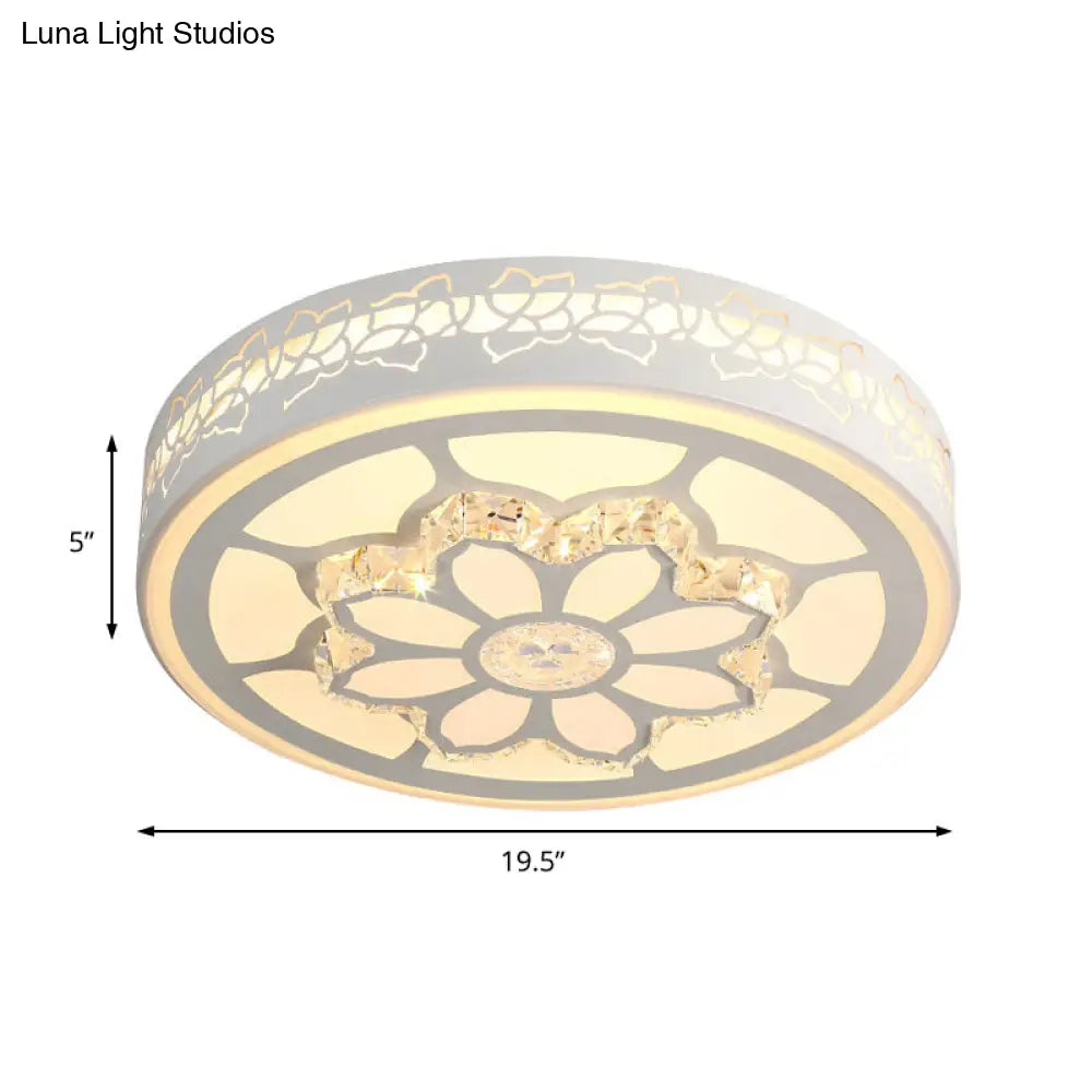 Modern Led Flower Ceiling Light With Color Options And Crystal Accents - Brown/White