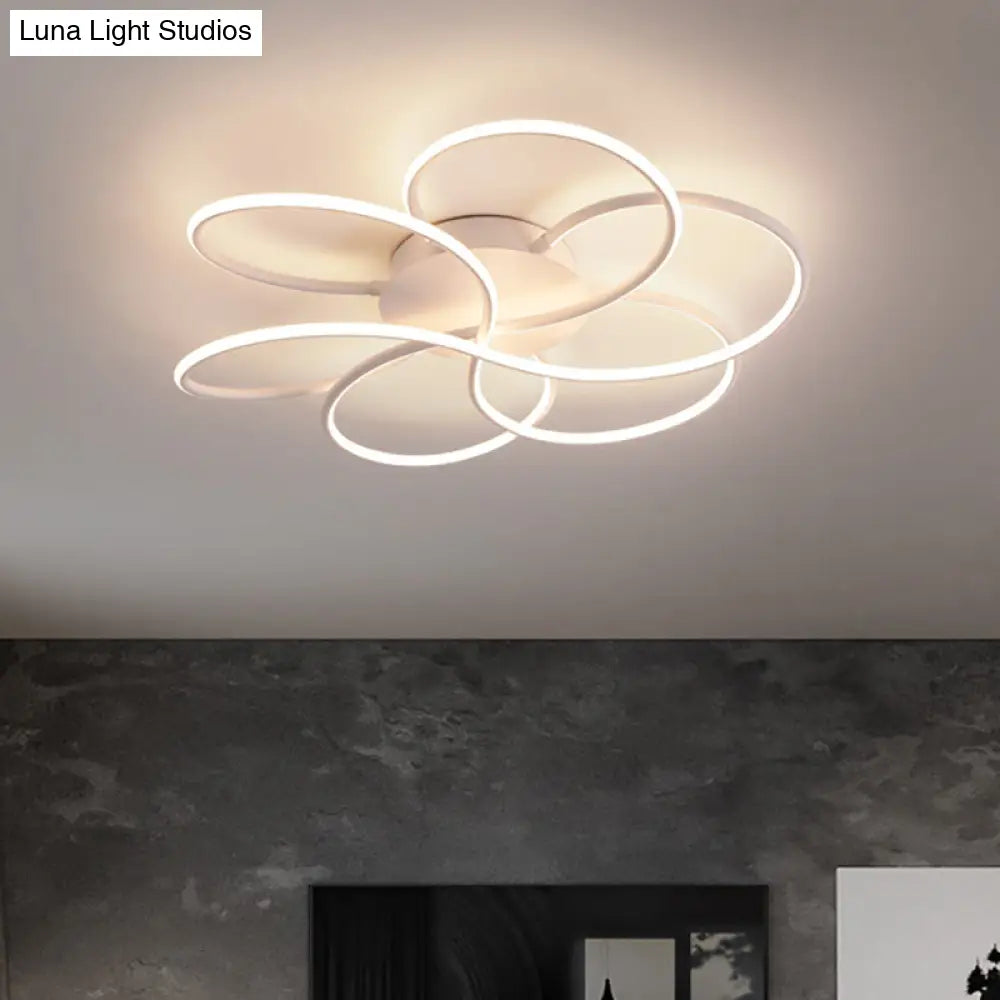 Modern Led Flower-Shaped Acrylic Flush Mount In White/Warm Light - 3 Sizes Available