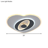 Modern Led Flush Ceiling Lamp - Acrylic Heart Shape Grey And White Adjustable Brightness