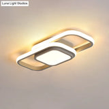 Modern Led Flush Ceiling Lamp In Black/Grey With Glow Frame - 16/23.5 - Inch Wide Warm/White Light
