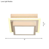 Modern Led Flush Ceiling Lamp In Black/White - Round Square Or Triangle Acrylic Design For Corridor