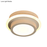 Modern Led Flush Ceiling Lamp In Black/White - Round Square Or Triangle Acrylic Design For Corridor